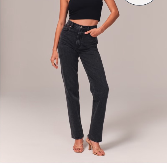 Abercrombie ultra high rise 90s straight jean in Black - Picture 1 of 3